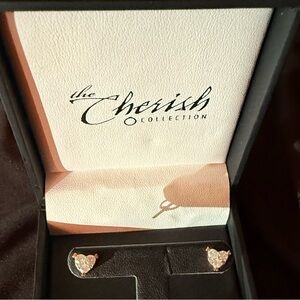 Cherish Collection Rose Gold Diamond Heart Stud Earrings